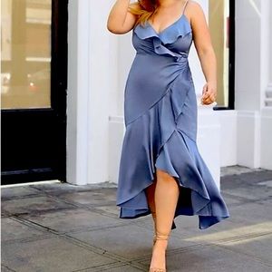 NWT Satin slip dress with ruffles